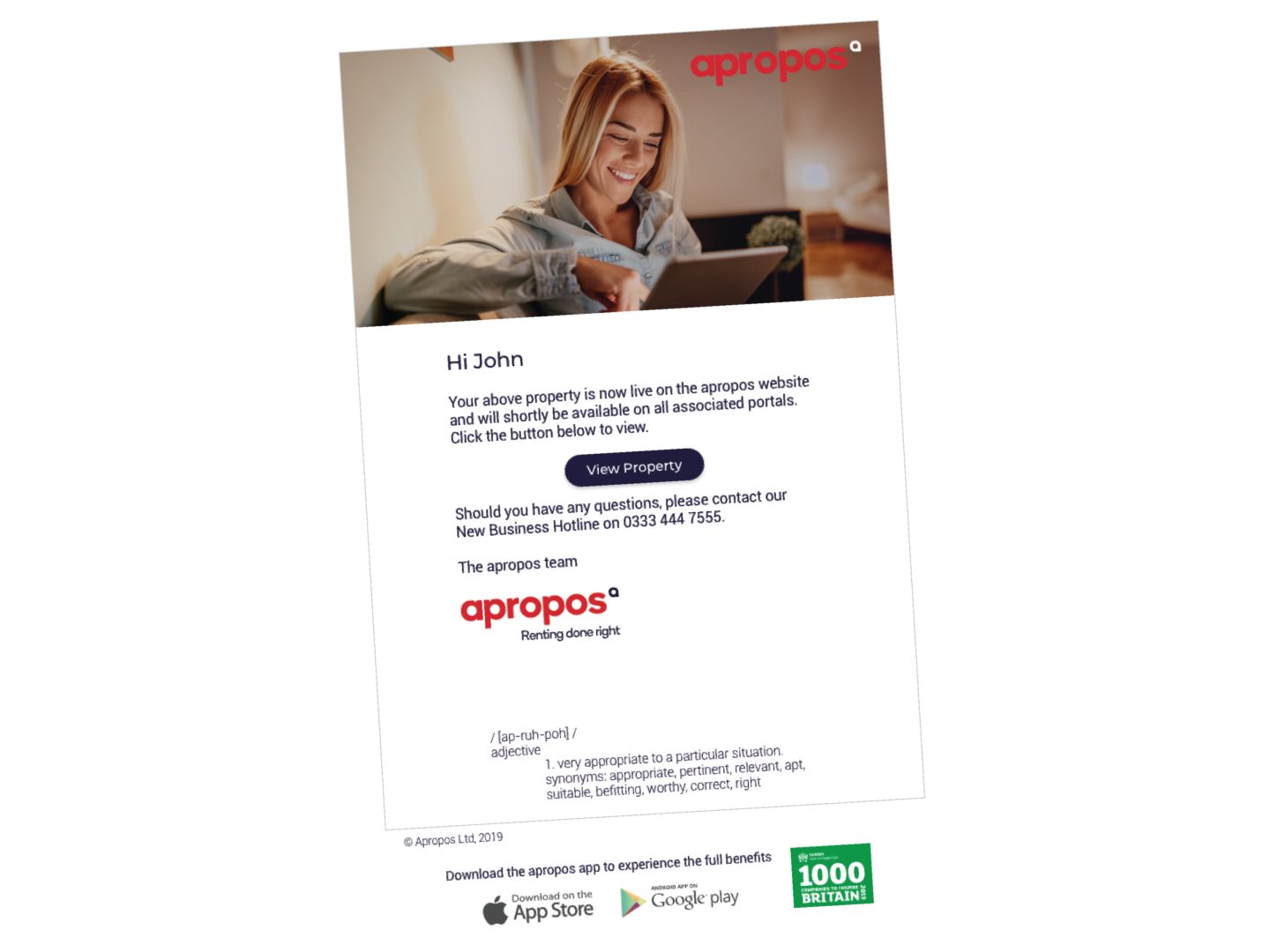 Apropos — email template example