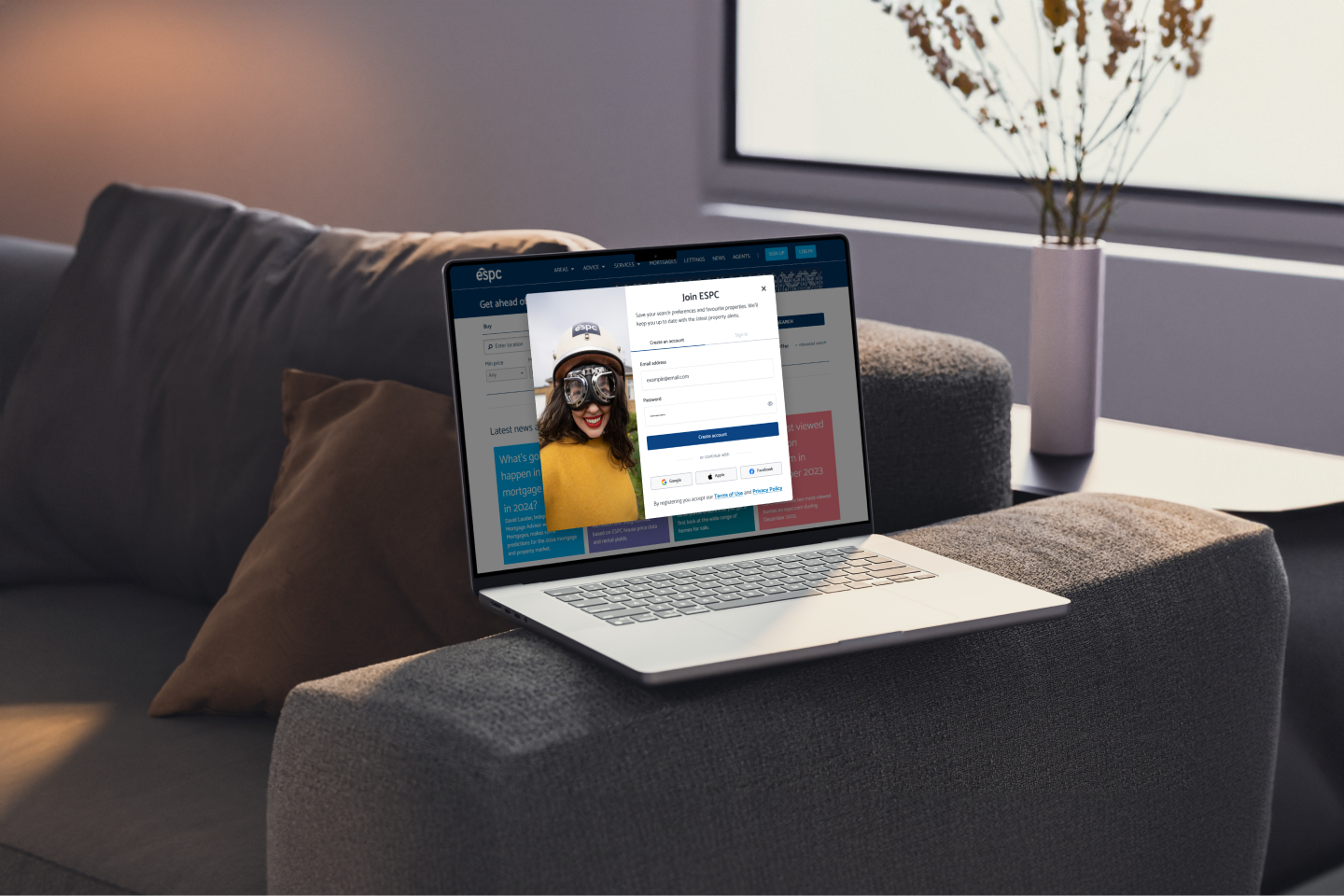 ESPC sign-up page (desktop)