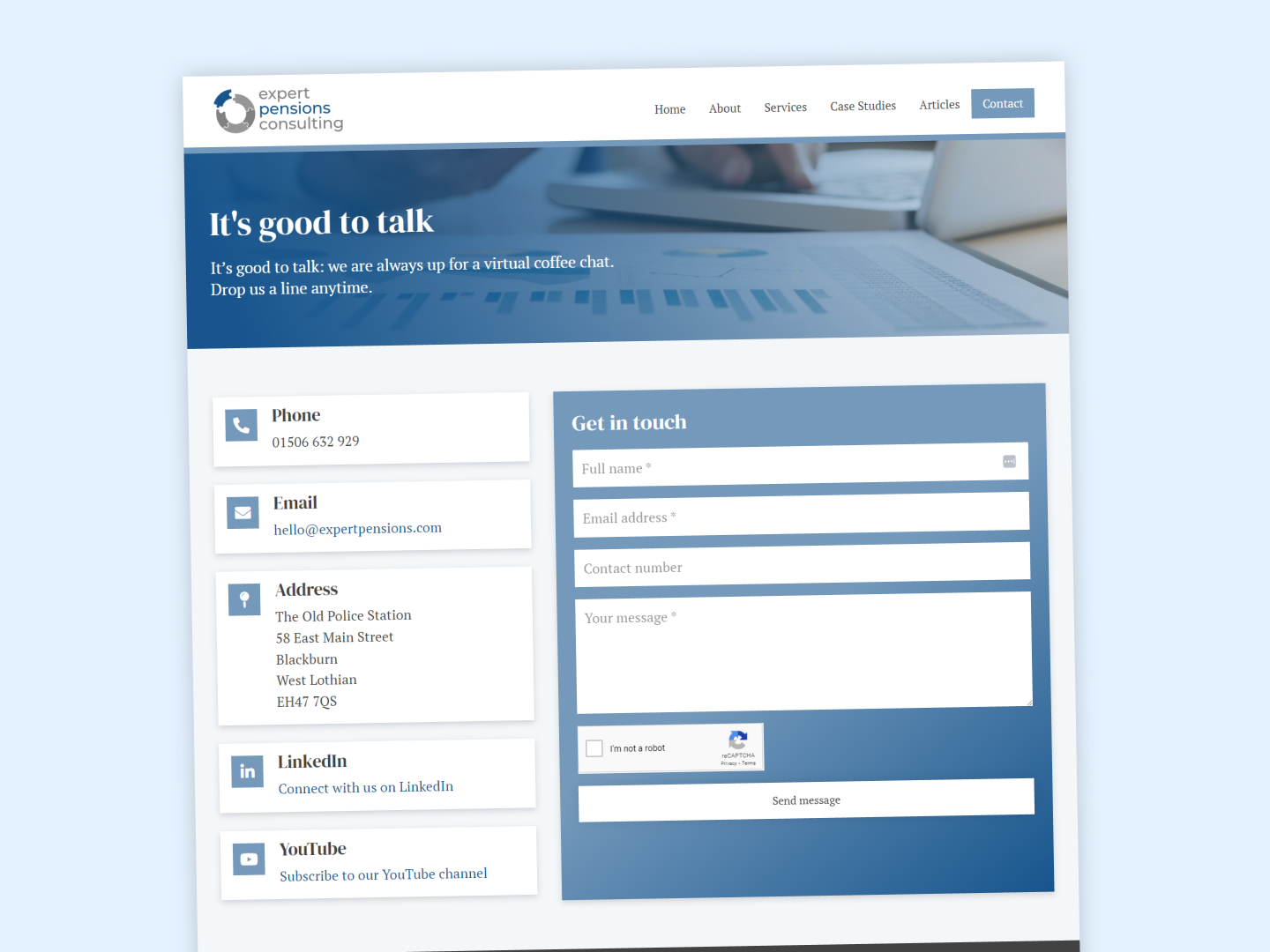 Expert Pensions Consulting — contact page